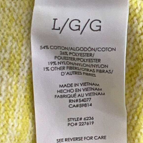 CABI Checkerboard Pullover Sweater Yellow/Cream Sz L #6236 EUC - Picture 5 of 5